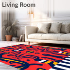 Abstract Red Blue Yellow Organic Forms Rug