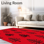 Bold Red Evergreen Forest Repeat Rug