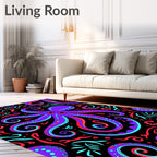 Purple Octopus Tentacle Swirl Colorful Rug