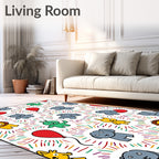 Cheerful Cartoon Animals Red Balloon Explosion Rug