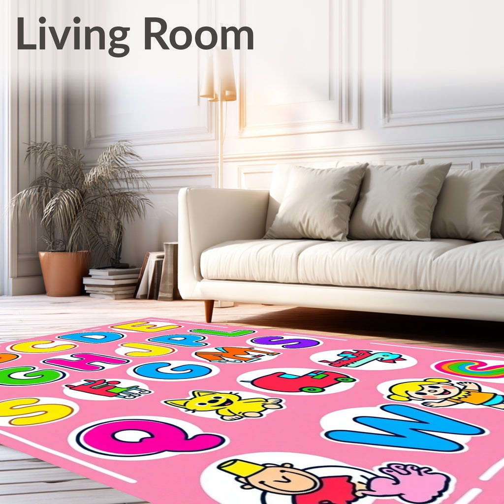 Alphabet Characters Colorful Cartoon Collection Rug