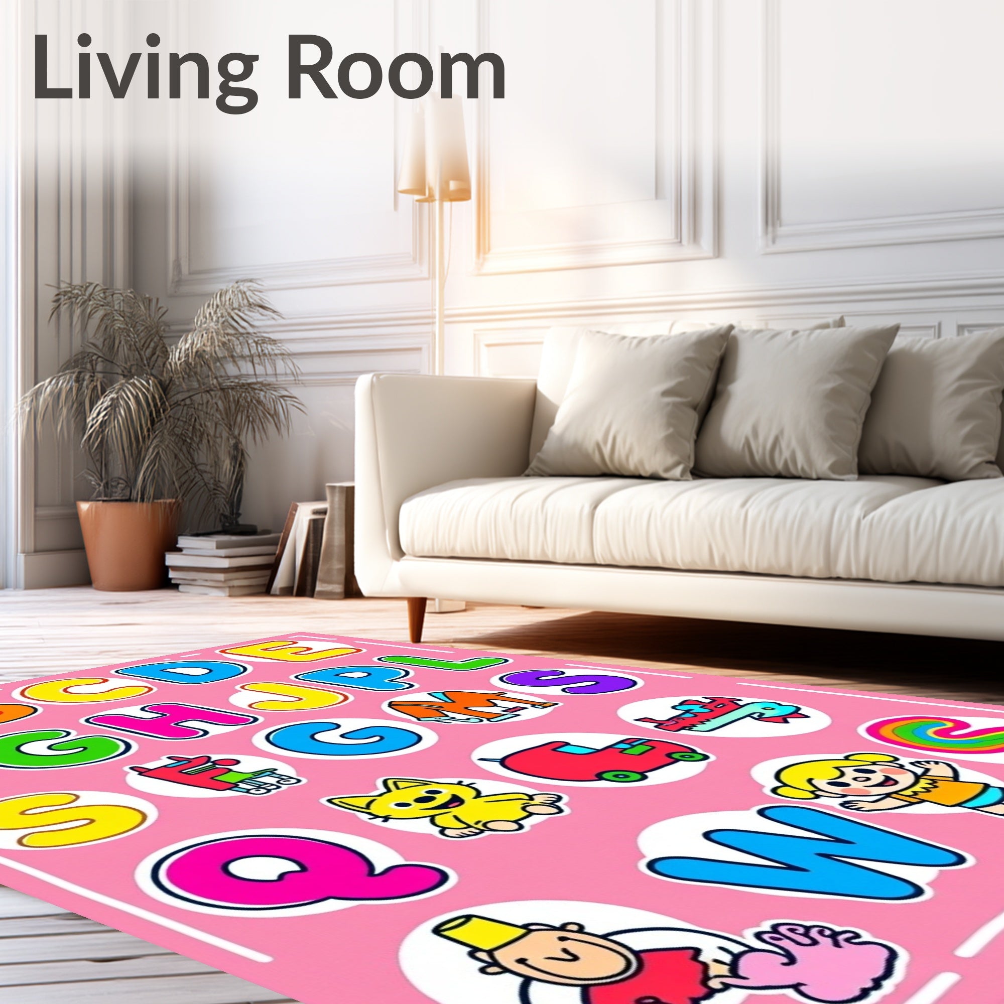 Alphabet Characters Colorful Cartoon Collection Rug