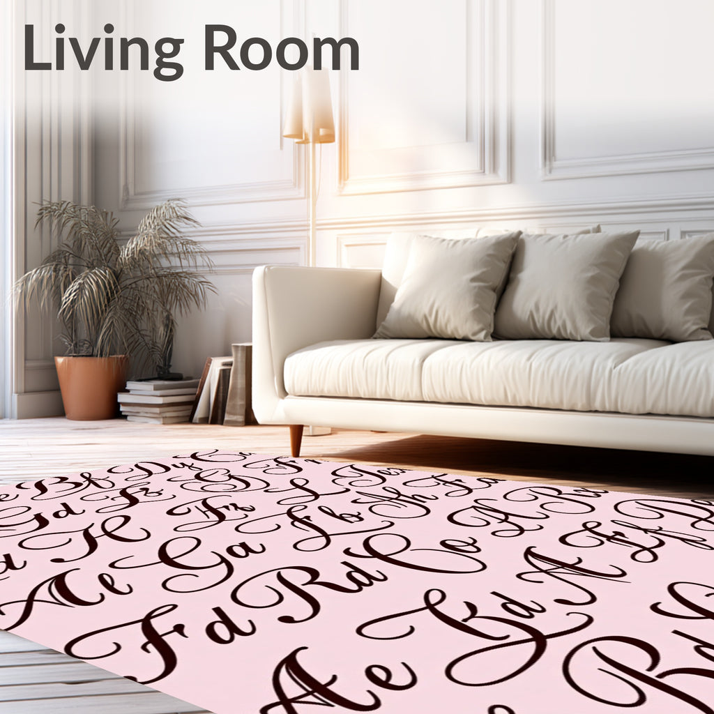 Elegant Script Alphabet Repeat Rug