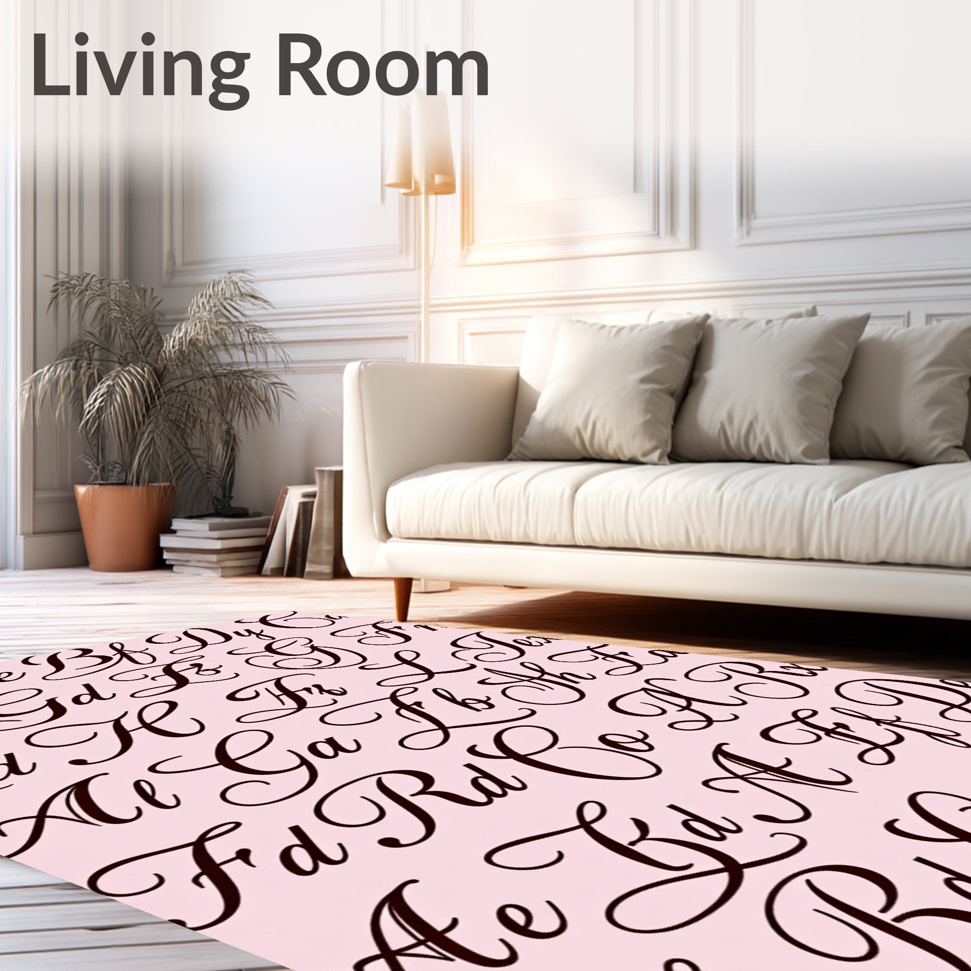 Elegant Script Alphabet Repeat Rug