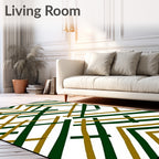 Green and Gold Intersecting Lines Rug