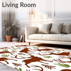 Rustic Woodland Deer Forest Scene Rug