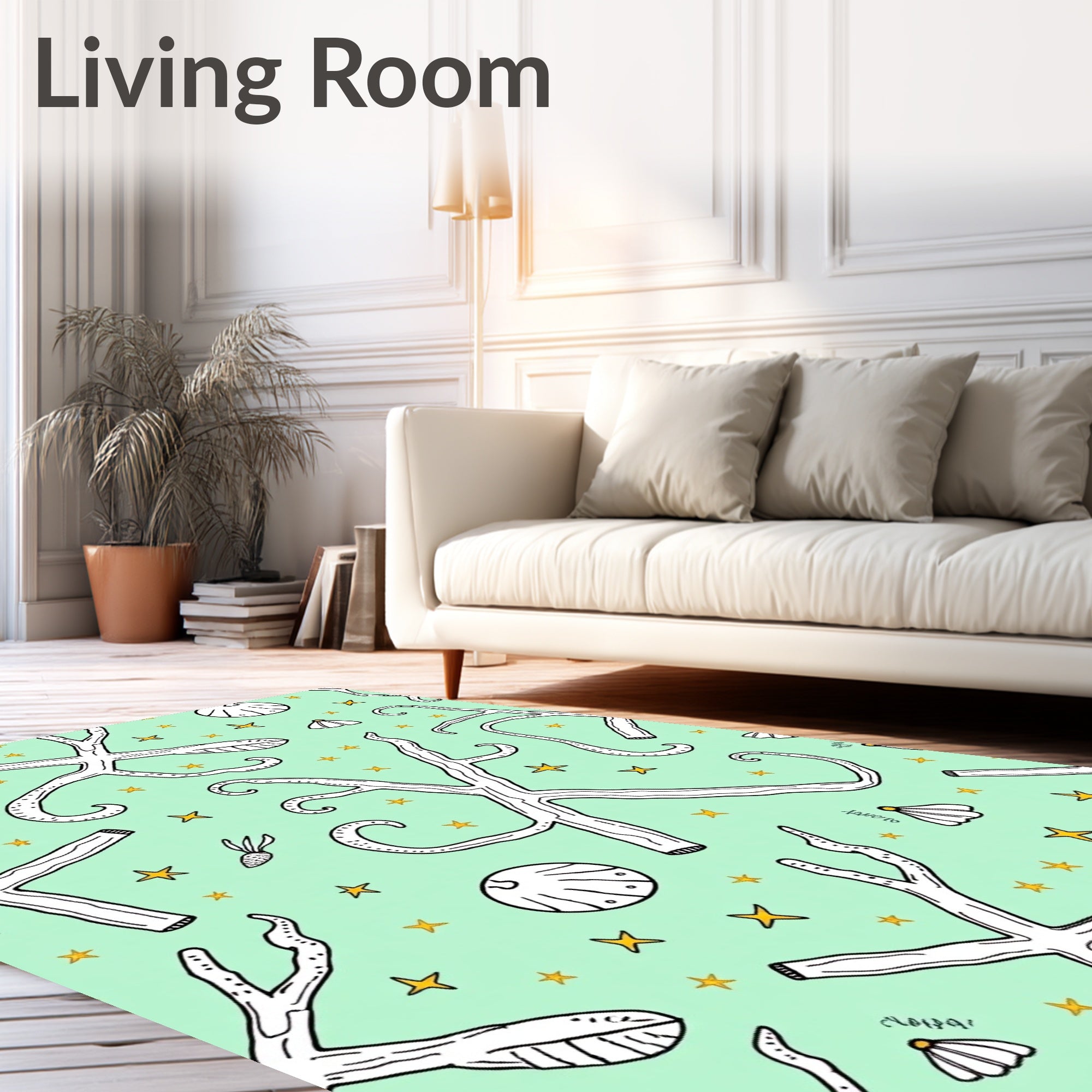 Whimsical Twig Starry Mint Meadow Rug