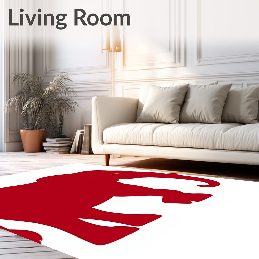 Bold Red Elephant Silhouette Rug