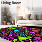 Vibrant Neon Ocean Coral Creatures Rug