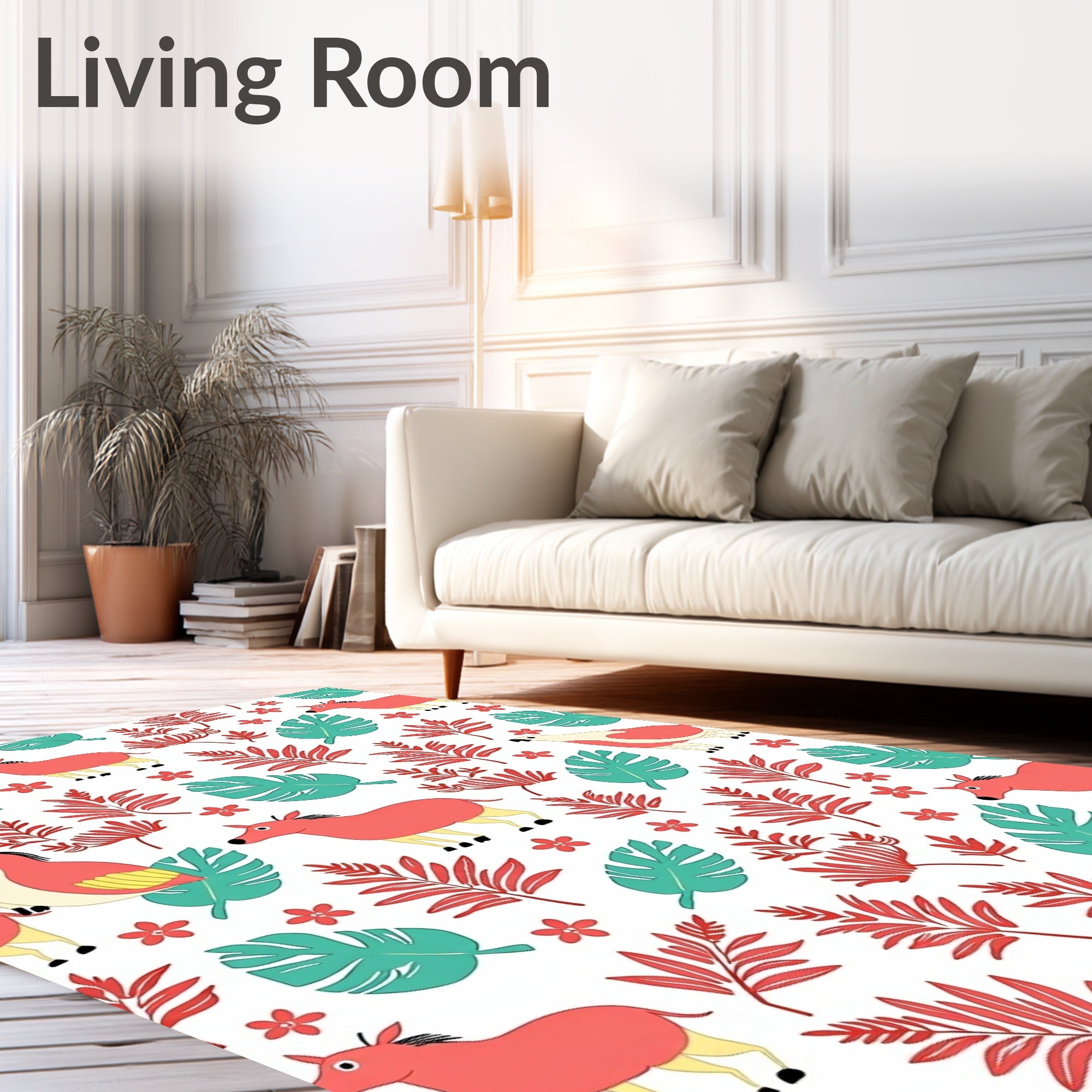 Coral Horse Fern Leaf Sprig Rug