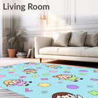 Playful Children Alphabet Blue Sky Rug