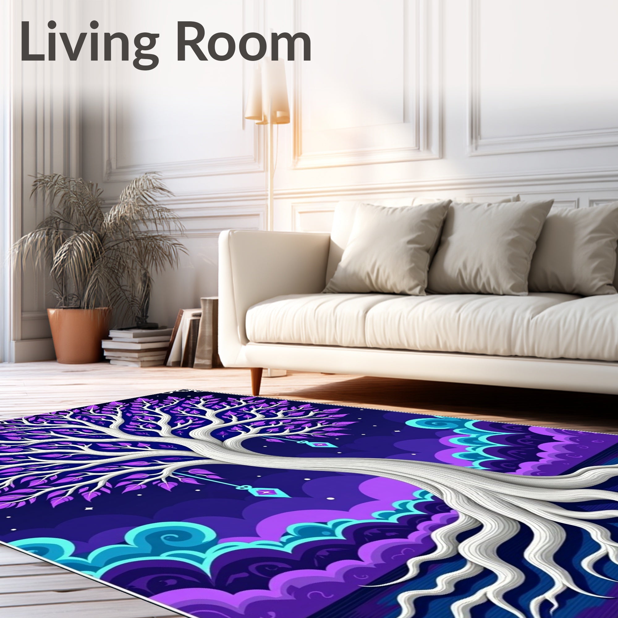 Enchanted Cosmic Tree Purple Foliage Rug
