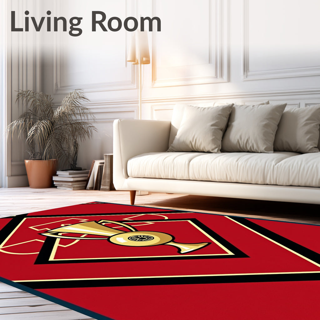Golden Trophy Red Geometric Diamond Rug