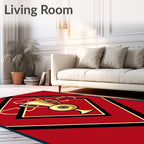 Golden Trophy Red Geometric Diamond Rug
