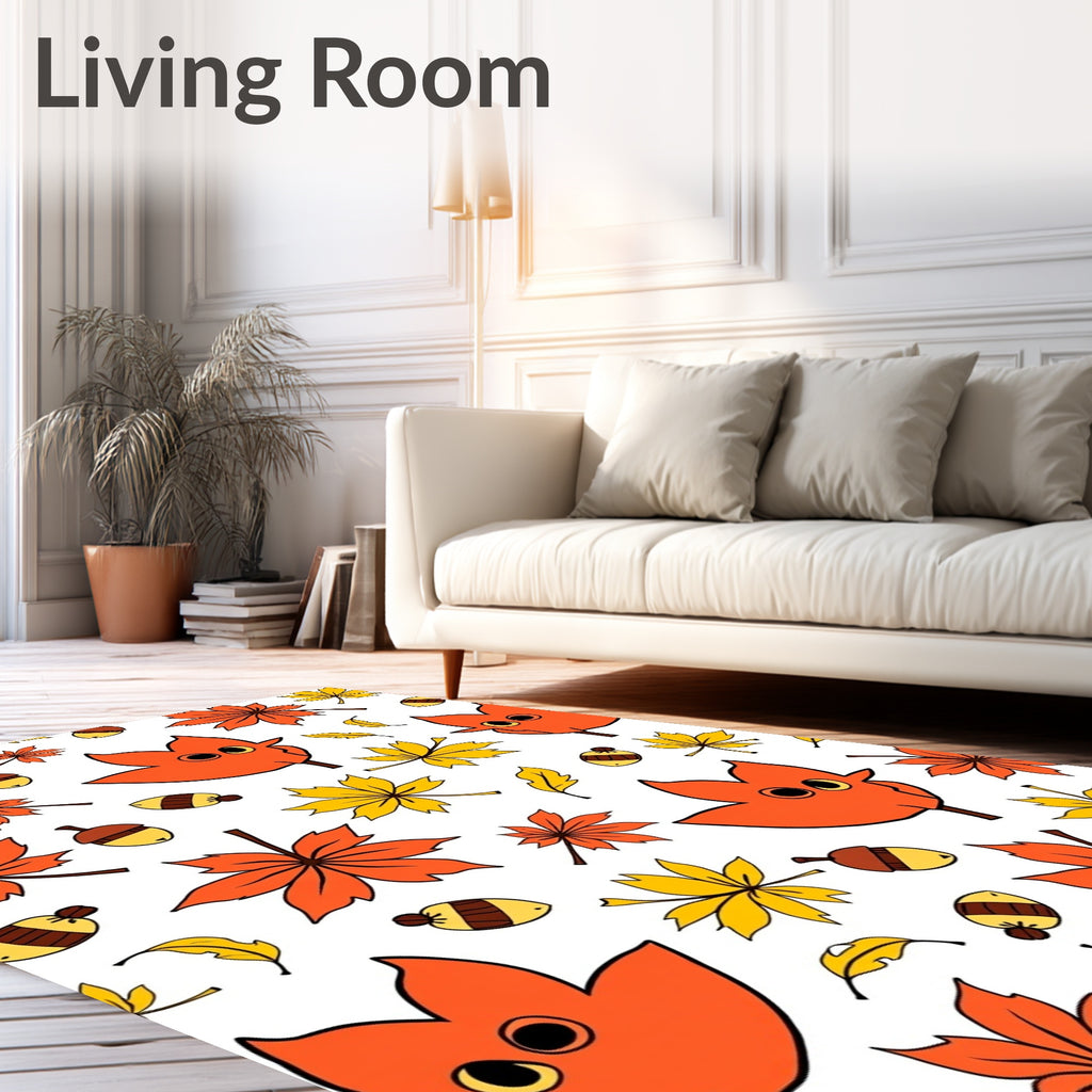 Orange and Yellow Autumn Leaves Acorns Rug