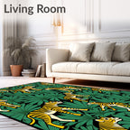 Yellow Zebra Tropical Leaf Jungle Rug