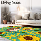 Whimsical Hedgehog Sunflower Medley Rug
