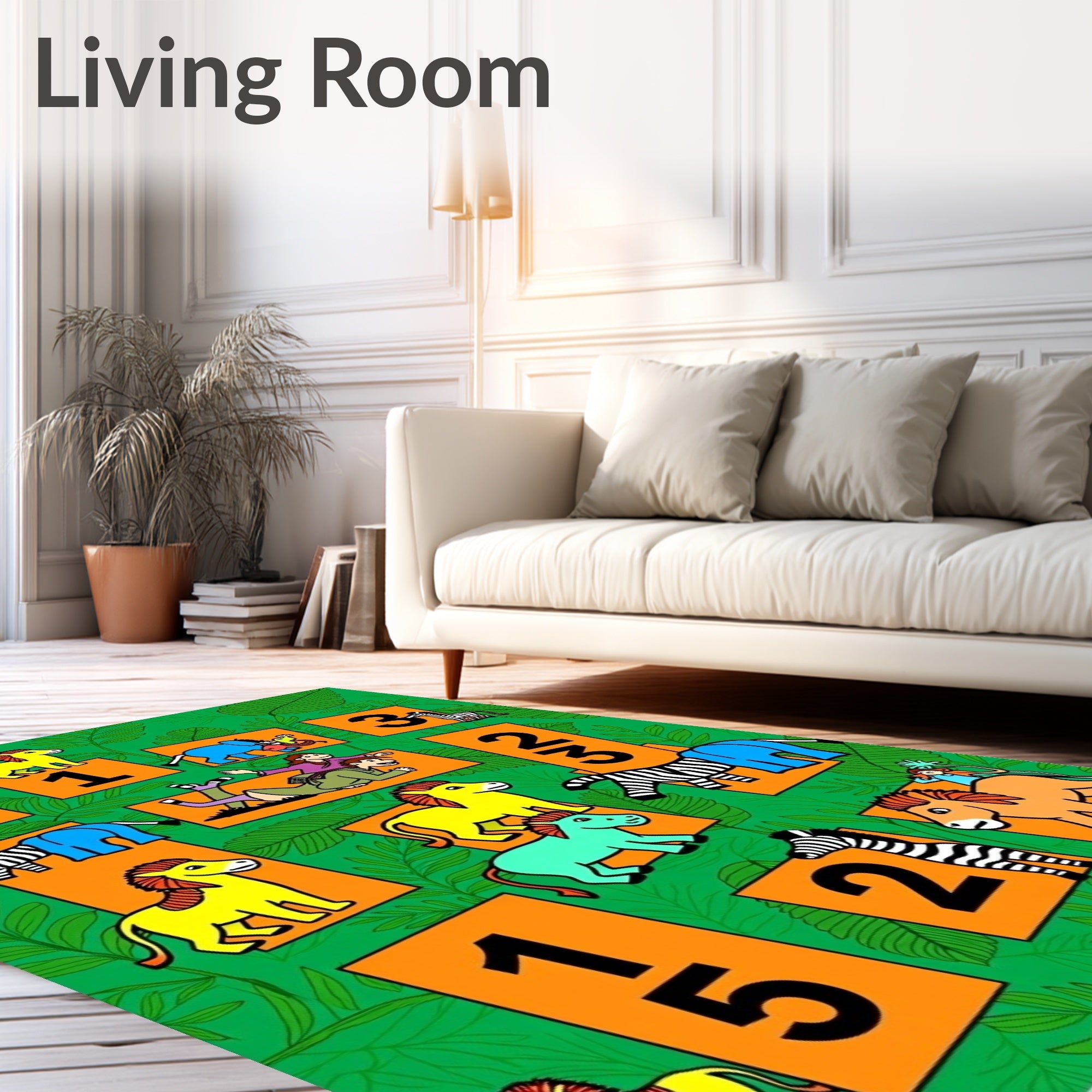 Jungle Animals With Numbers Collection Rug