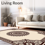 Ornate Crimson Medallion Border Rug
