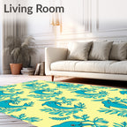 Aqua Dolphins With Blue Ferns Rug
