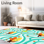 Playful Yellow Duck Waves Rug