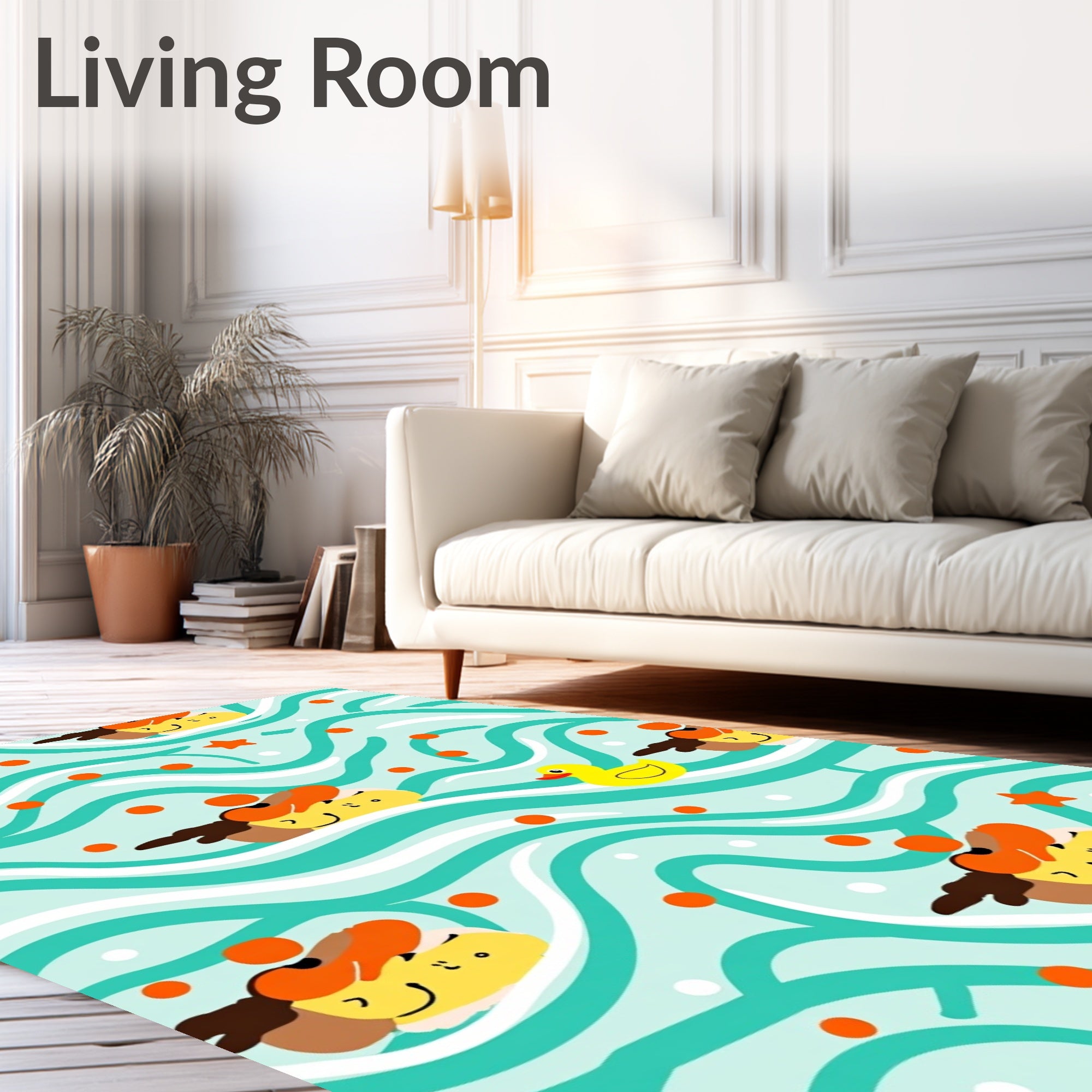 Playful Yellow Duck Waves Rug