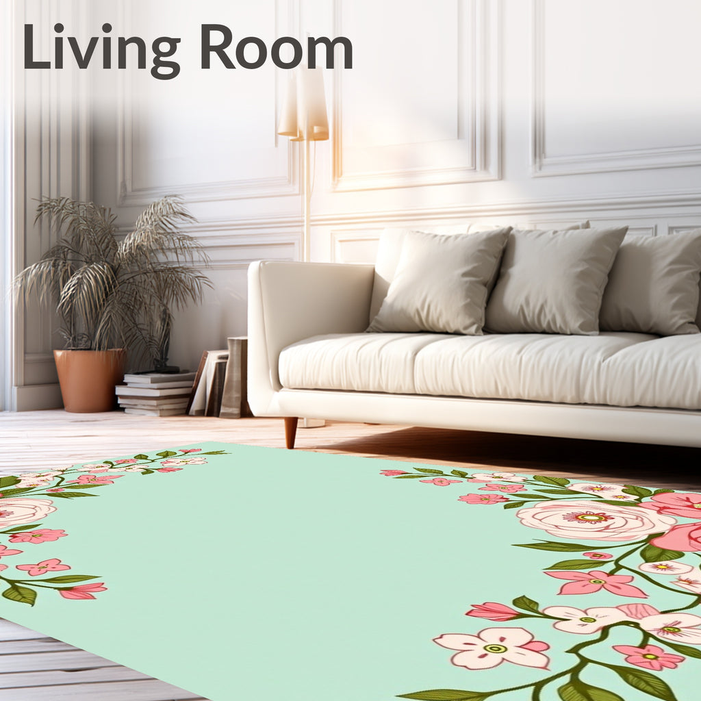 Pink Garden Floral Branches Rug