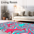 Vibrant Pink Teal Dolphin Swirl Rug