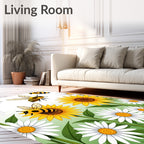 Yellow Daisy Bee Garden Rug