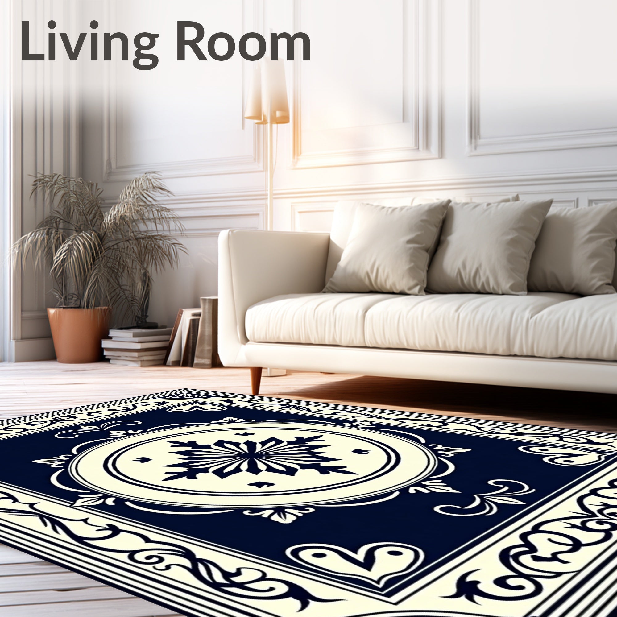 Ornate Midnight Starburst Medallion Rug