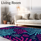 Deep Blue Coral Burst Illustration Rug