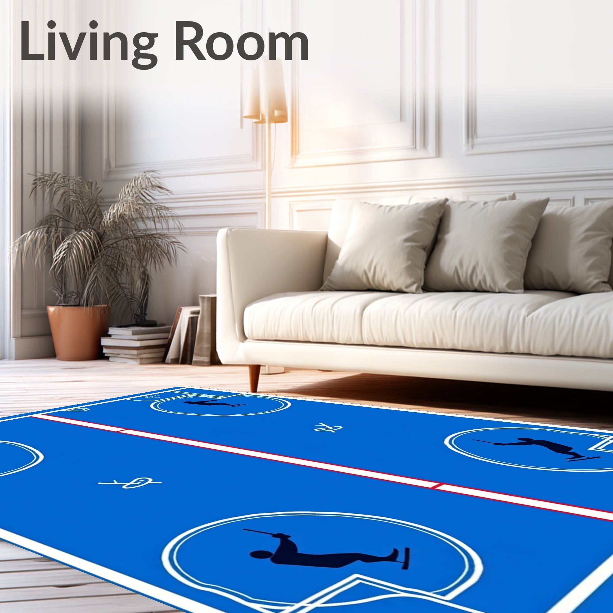 Blue Water Ski Stencil Court Rug