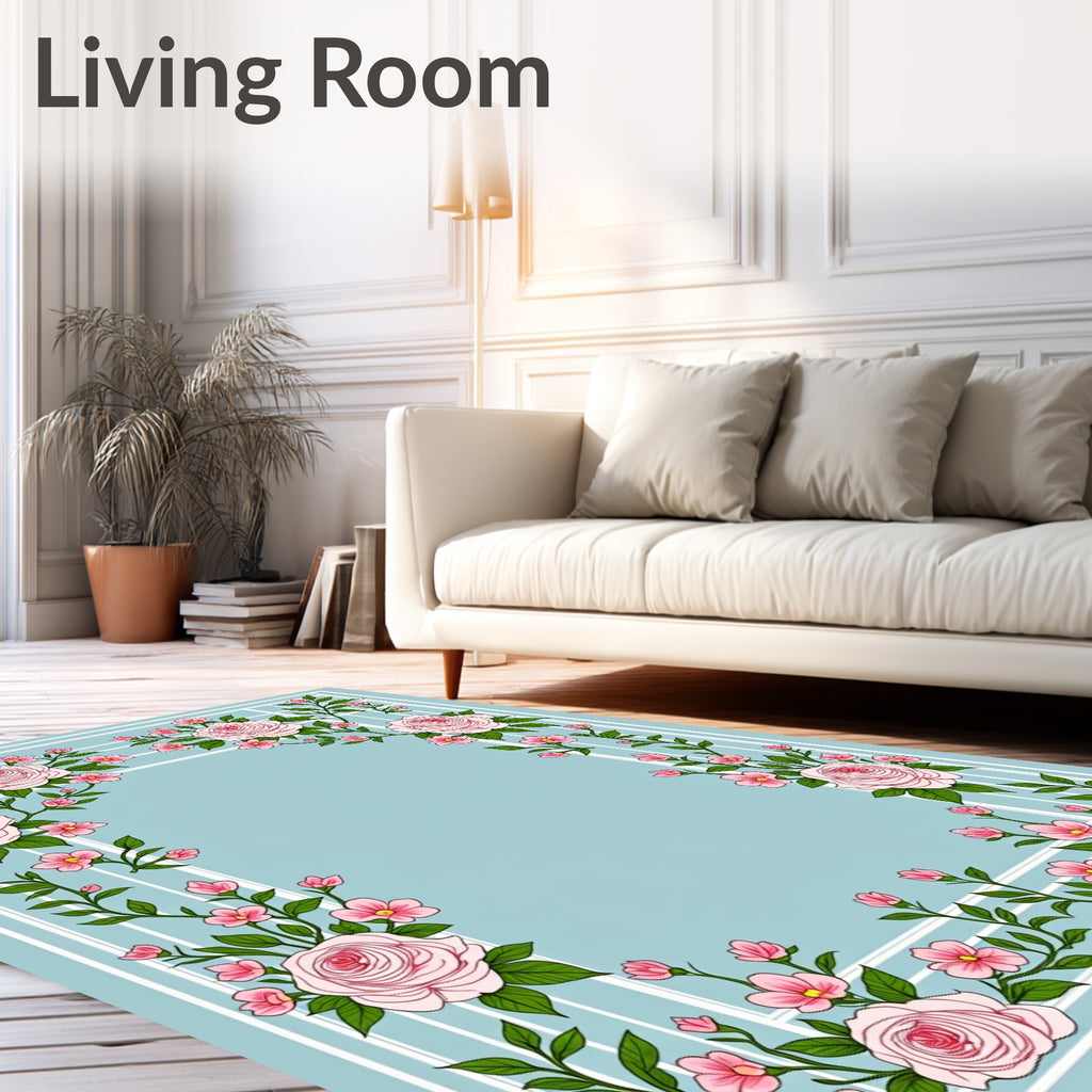 Pale Pink Rose Vine Garland Rug