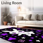 Cute White Bunny Purple Stars Night Rug