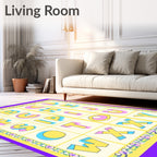 Alphabet Border Colorful Retro Art Rug