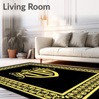 Black Gold Baroque Shield Crest Rug
