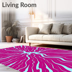 Vibrant Pink Wavy Tendril Burst Rug