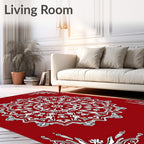 Vibrant Red Intricate Mandala Rug
