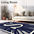 Navy Cream Sunburst Initial S Rug