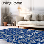 Winter Blue Snowflake Pine Branch Rug