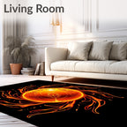 Fiery Sun With Swirling Orange Rays Rug