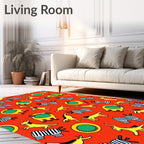 Playful Yellow Animals and Zebras Round Rug