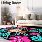 Cute Monkey Tropical Flower Arrangement Rug