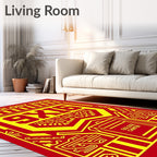 Red Yellow Bold Geometric Layout Rug