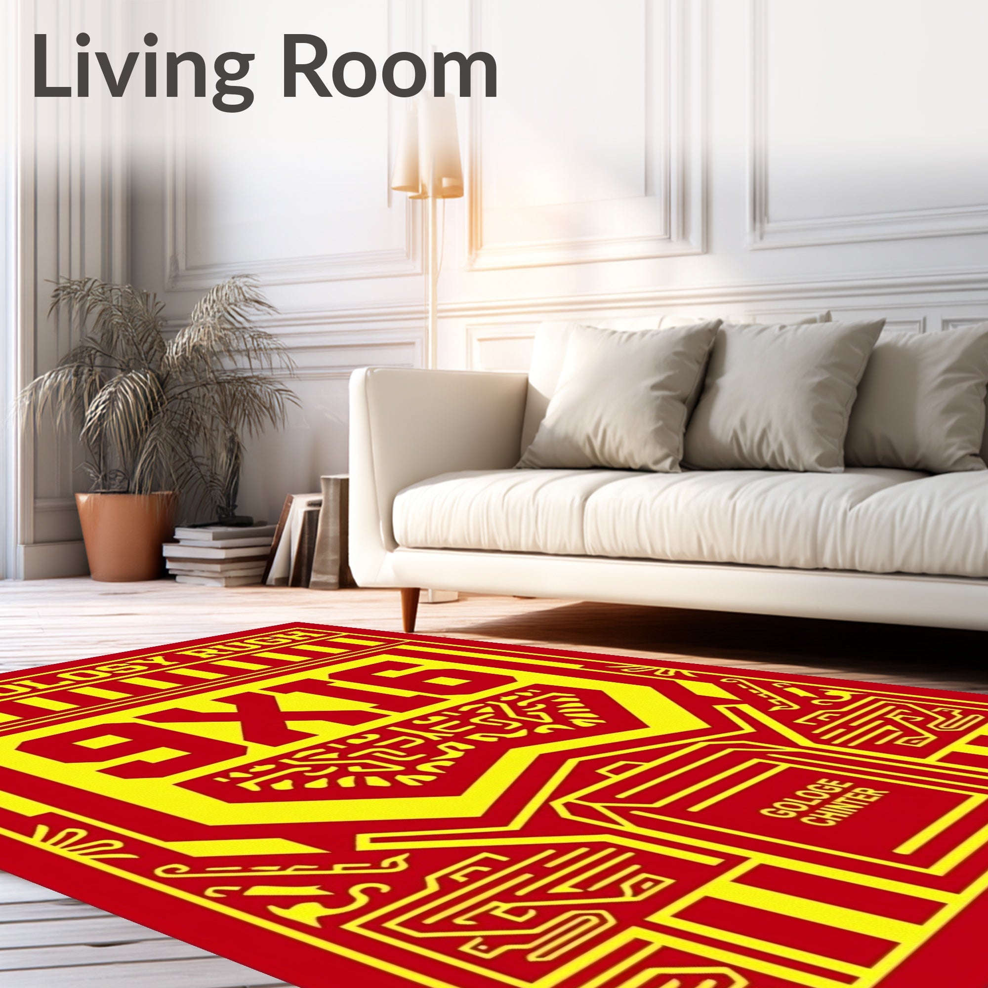 Red Yellow Bold Geometric Layout Rug