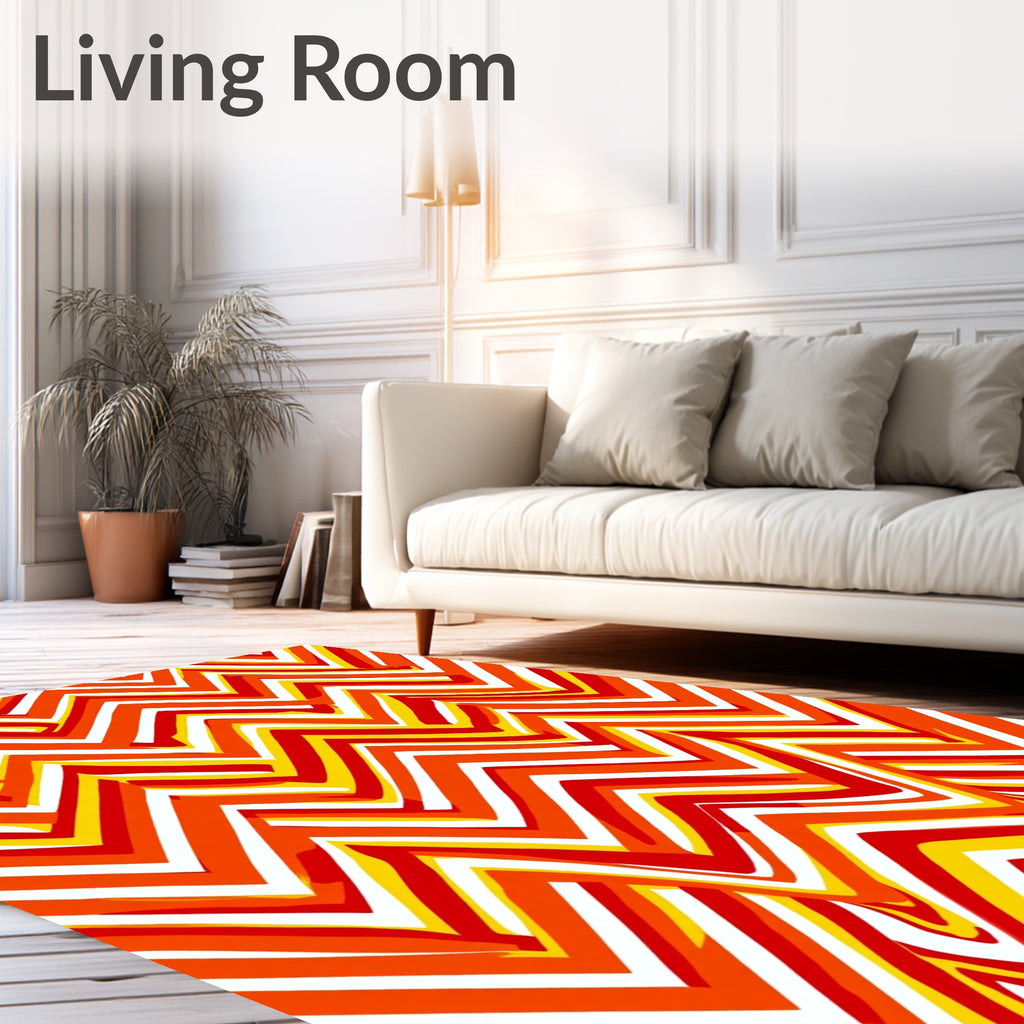 Vibrant Orange Red Yellow Chevron Rug