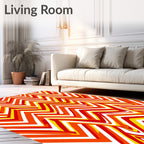Vibrant Orange Red Yellow Chevron Rug