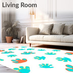 Playful Orange Turquoise Handprint Scatter Rug