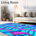 Pink Dolphins Waves Alphabet Rug