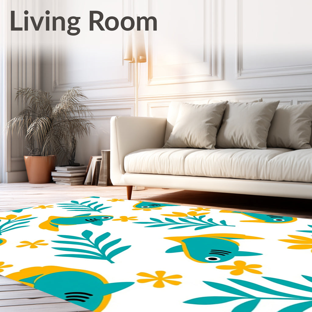 Teal Goldfish Plant Scatter Rug
